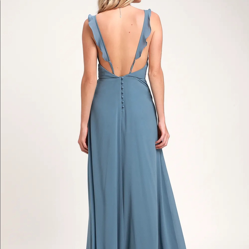 Lulus Meteoric Rise Slate Blue Maxi Dress, Size S